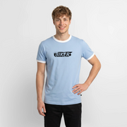 Männer Kontrast-T-Shirt - Hellblau/Weiß 