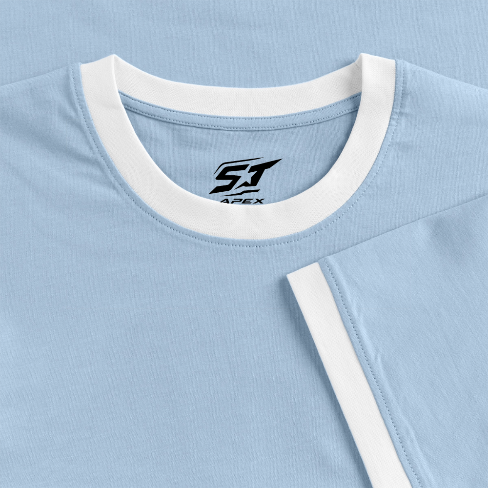 Männer Kontrast-T-Shirt - Hellblau/Weiß 