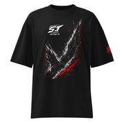 ST-APEX Blackwing 1 Bio-Baumwoll Oversize T-Shirt in Schwarz, Weiss und Rot – Produktansicht