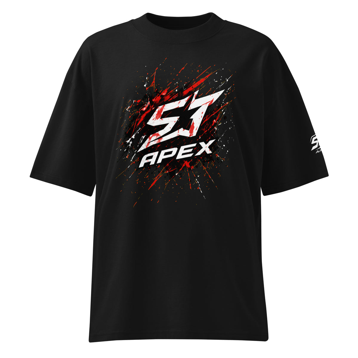 ST-APEX Chaos Core 1 Bio-Baumwoll Oversize T-Shirt in Schwarz, Rot und Weiss – Produktansicht