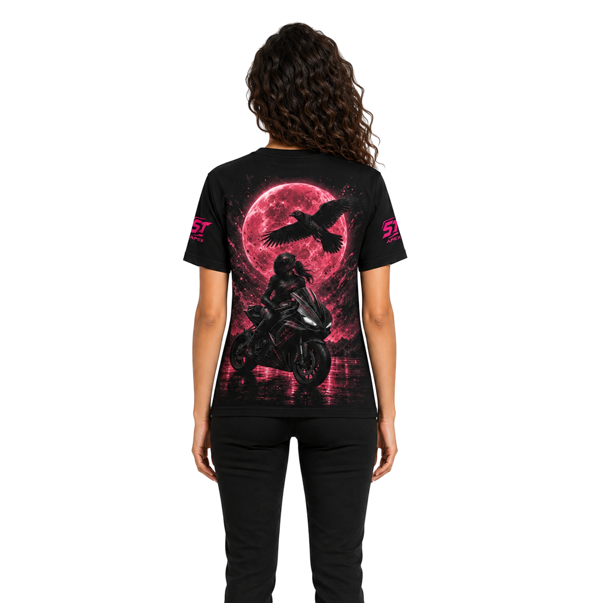 ST-APEX Crimson Oracle 3 Unisex Performance Shirt in Schwarz, Crimson-Pink und Weiss – Produktansicht
