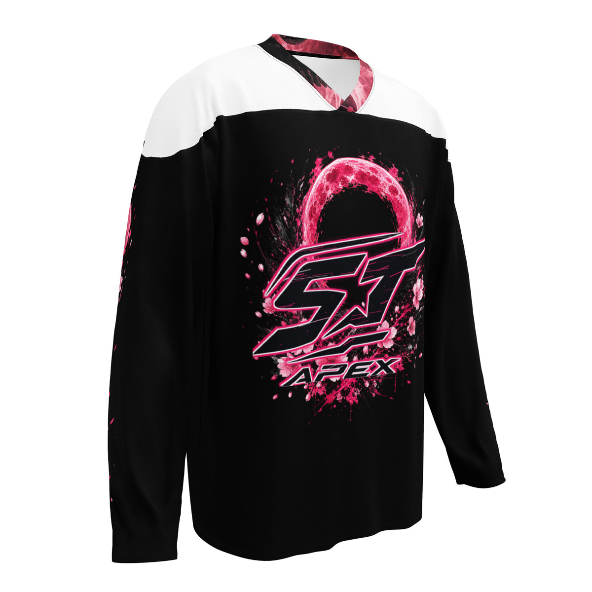 Crimson Oracle Motorrad Jersey von ST‑APEX: mystisches Pink-Rot-Design, lockere Passform und funktionales Material für einen außergewöhnlichen Look.