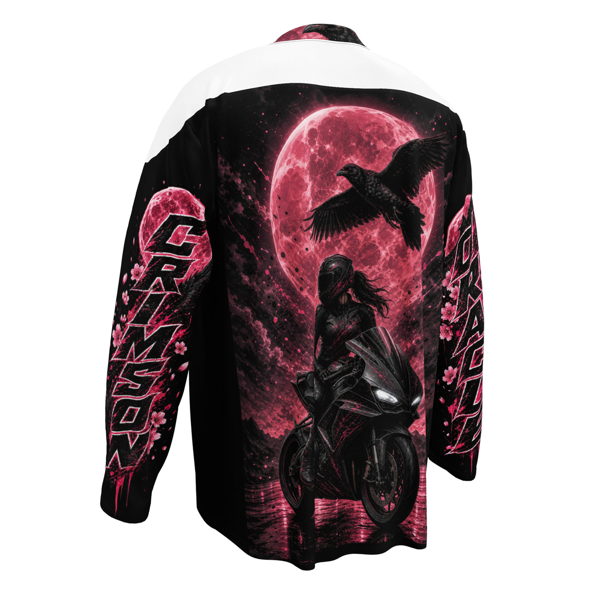 Crimson Oracle Motorrad Jersey von ST‑APEX: mystisches Pink-Rot-Design, lockere Passform und funktionales Material für einen außergewöhnlichen Look.