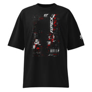 ST-APEX Glitch Revolt 2 Bio-Baumwoll Oversize T-Shirt in Schwarz, Rot und Weiss – Produktansicht