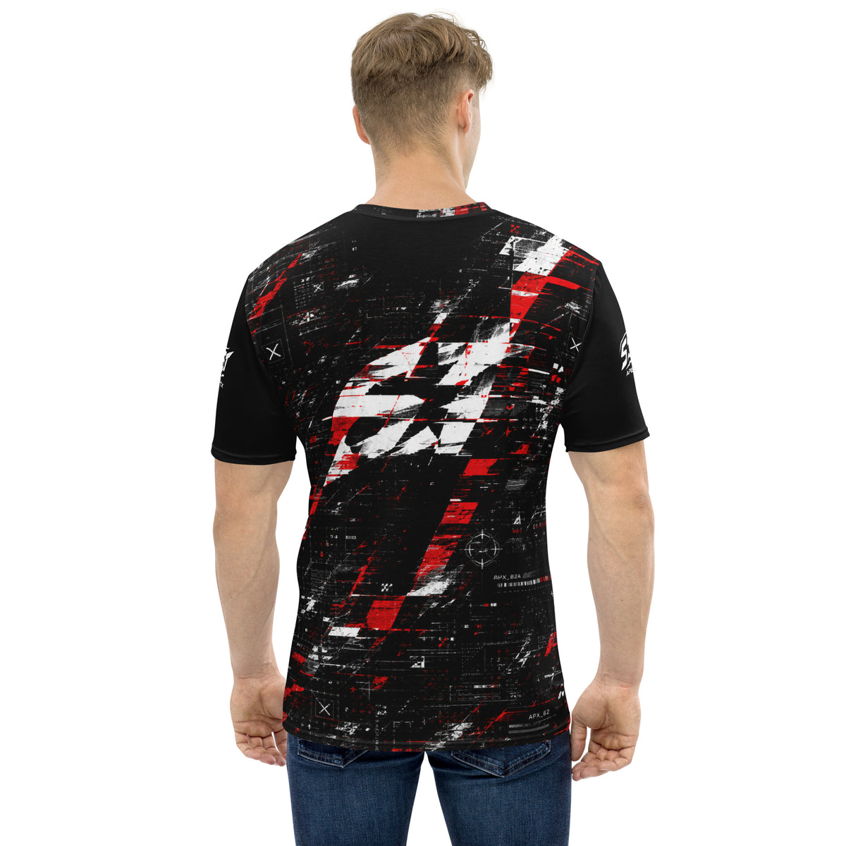 ST-APEX Glitch Revolt 3 Unisex Performance Shirt in Schwarz, Rot und Weiss – Produktansicht