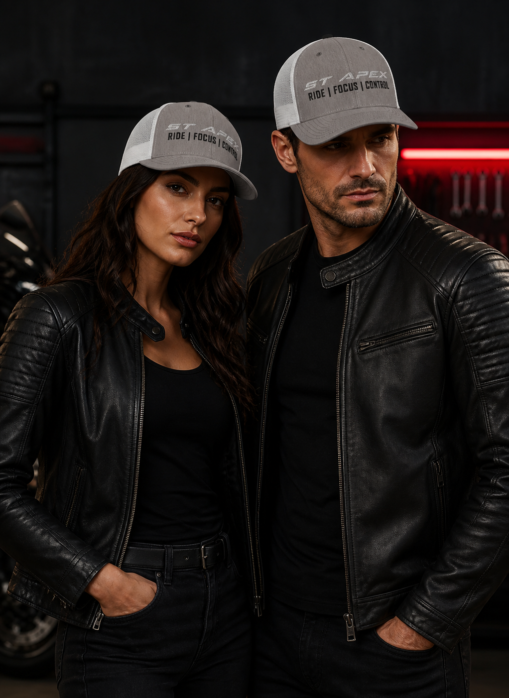 T‑APEX Greyline Trucker Cap mit weißer Mesh-Rückseite