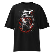 ST-APEX Inferno Vortex 1 Bio-Baumwoll Oversize T-Shirt in Schwarz, Rot und Weiss – Produktansicht