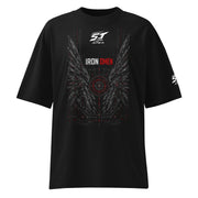ST-APEX Iron Omen 2 Bio-Baumwoll Oversize T-Shirt in Schwarz, Anthrazit und Rot – Produktansicht