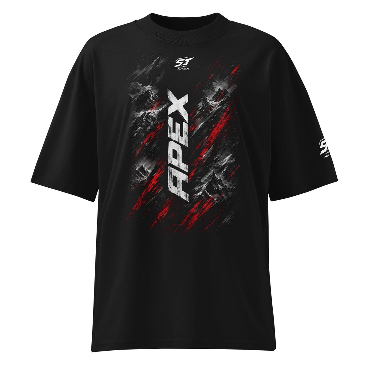 ST-APEX Limitless 2 Bio-Baumwoll Oversize T-Shirt in Schwarz, Grau und Rot – Produktansicht