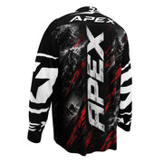 Limitless Motorrad Jersey von ST‑APEX: emotionales Fahrermotiv, dramatische Racing-Farben, lockere Passform und feuchtigkeitsableitendes Material.