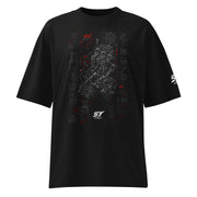 ST-APEX Mechanic Instinct 2 Bio-Baumwoll Oversize T-Shirt in Schwarz, Dunkelgrau und Rot – Produktansicht