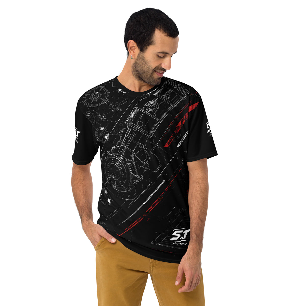 ST-APEX Mechanic Instinct 3 Unisex Performance Shirt in Schwarz, Dunkelgrau und Rot – Produktansicht