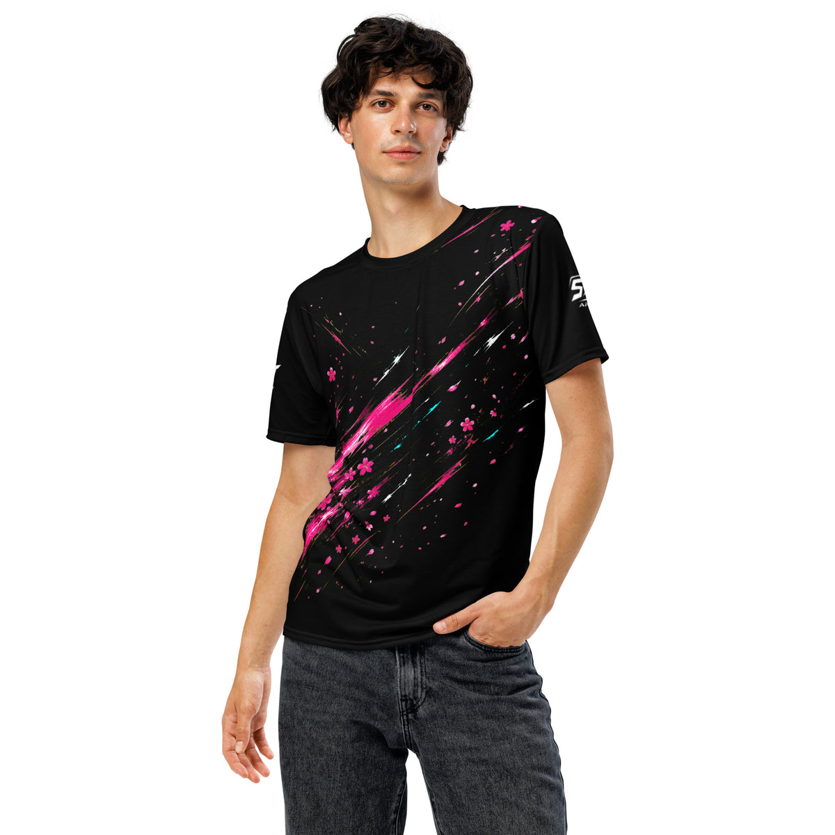 ST-APEX Night Bloom 3 Unisex Performance Shirt in Schwarz, Pink, Weiss und Türkis – Produktansicht