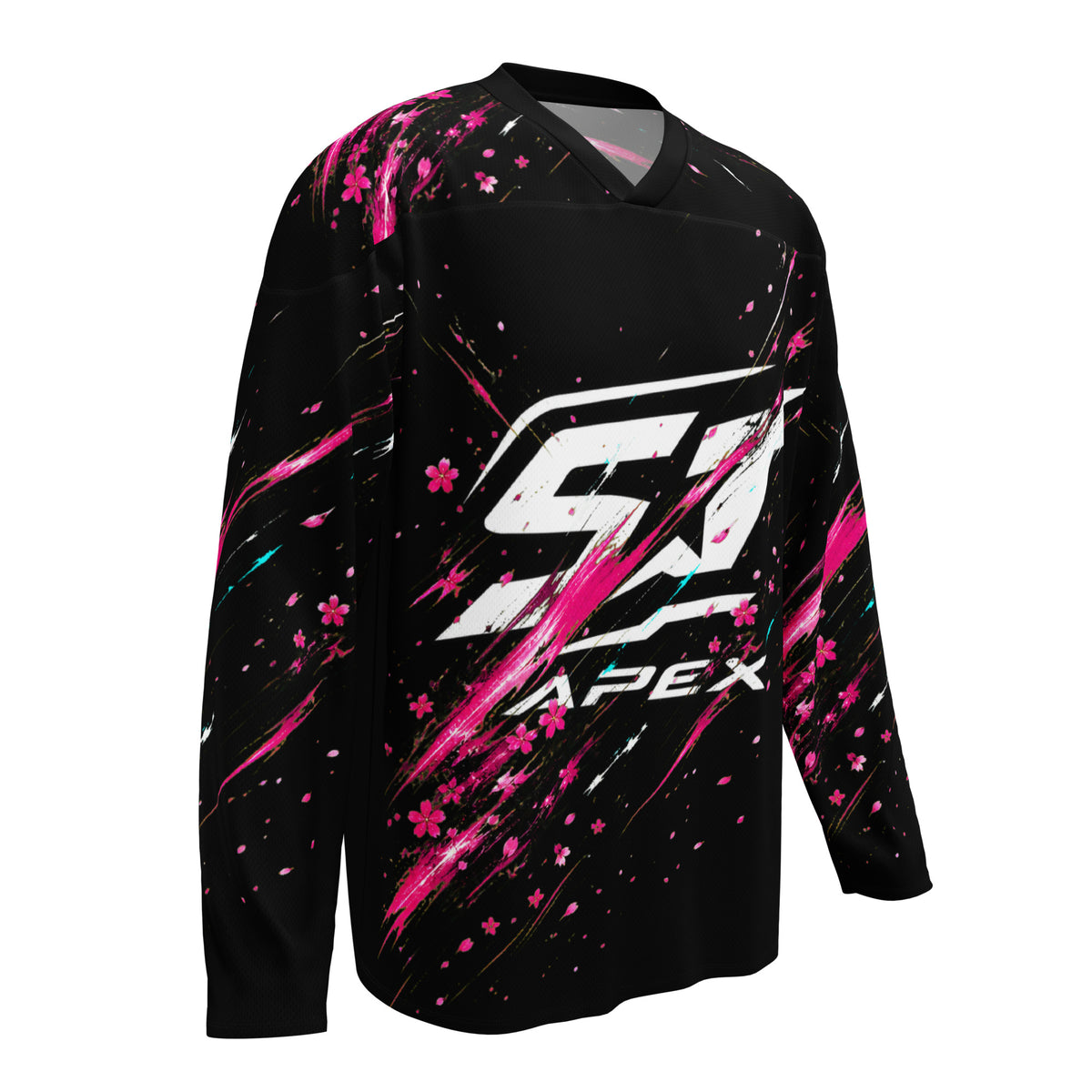 Night Bloom Motorrad Jersey von ST‑APEX: schwarz-pinkes Racing-Design, lockere Passform und feuchtigkeitsableitendes Material. Jetzt entdecken.