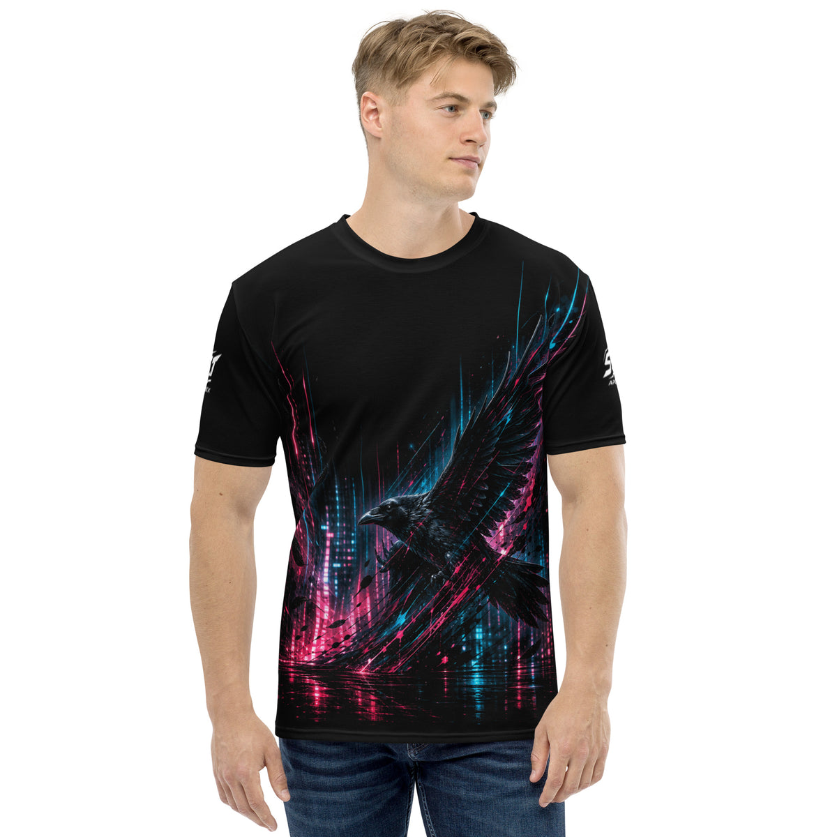 ST-APEX Night Siren 3 Unisex Performance Shirt in Schwarz, Neon-Pink und Blau – Produktansicht