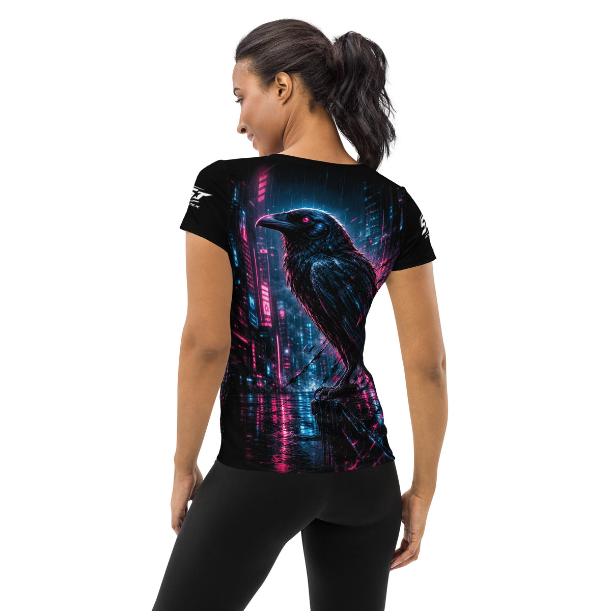 ST-APEX Night Siren 4 Damen Performance Shirt in Schwarz, Neon-Pink und Blau – Produktansicht