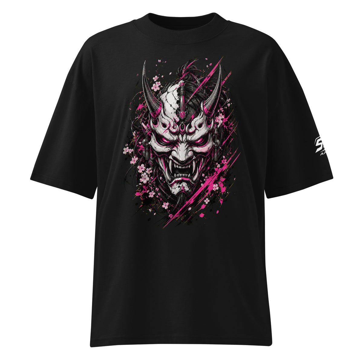 ST-APEX ONI Princess 2 Bio-Baumwoll Oversize T-Shirt in Schwarz, Pink und Weiss – Produktansicht
