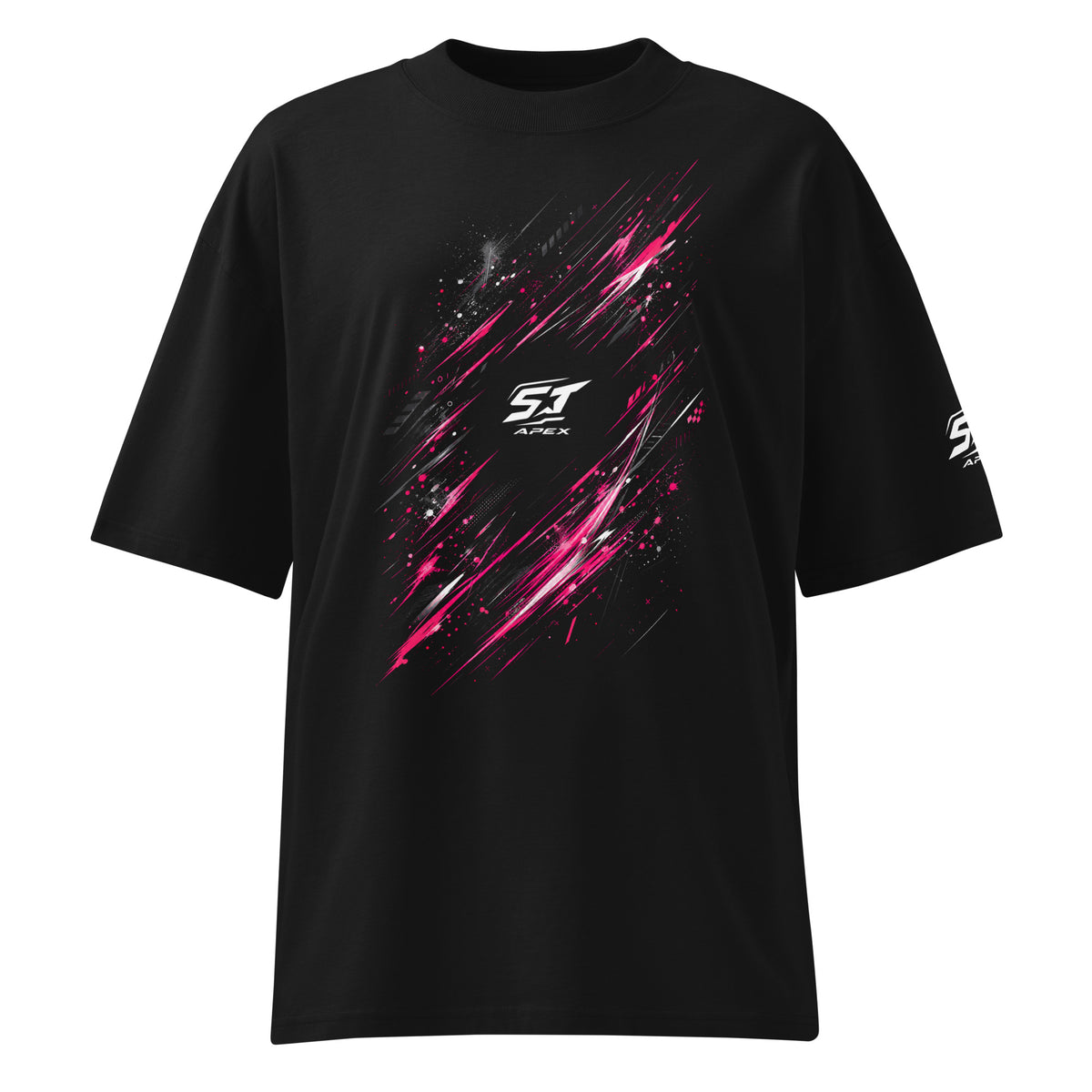 ST-APEX Pink Velocity 2 Bio-Baumwoll Oversize T-Shirt in Schwarz, Pink und Weiss – Produktansicht
