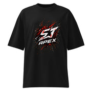 ST-APEX ST-APEX Brush Logo Bio-Baumwoll Oversize T-Shirt in Schwarz, Rot und Weiss – Produktansicht