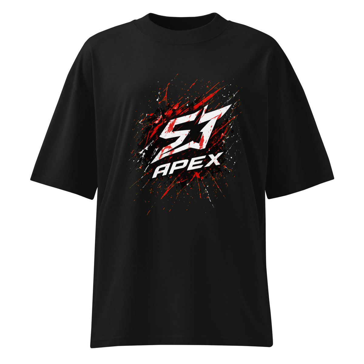 ST-APEX ST-APEX Brush Logo Bio-Baumwoll Oversize T-Shirt in Schwarz, Rot und Weiss – Produktansicht