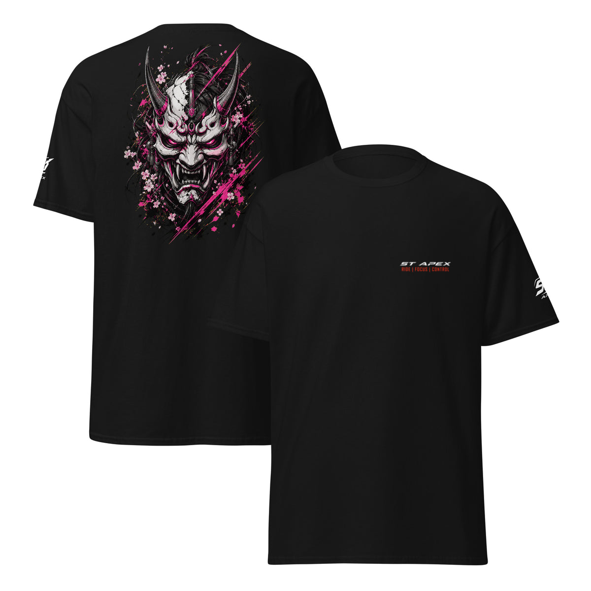 Rückenprint des ST-APEX ONI Princess 7 T-Shirts mit japanisch inspiriertes ONI-Design mit kraftvoller, femininer Präsenz.