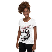 ST-APEX Sakura Road Damen Performance Shirt in Weiss, Schwarz und Pink – Produktansicht