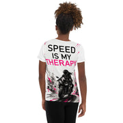 ST-APEX Speed Is My Therapy Damen Performance Shirt in Weiss, Pink und Schwarz – Produktansicht