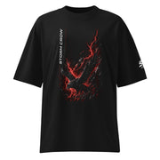 ST-APEX Storm Crow 1 Bio-Baumwoll Oversize T-Shirt in Schwarz, Grau und Rot – Produktansicht