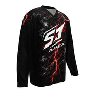 Thunderstorm Motorrad Jersey von ST‑APEX: elektrisches Blitzdesign, lockere Passform, feuchtigkeitsableitendes Material und markante Racing-Optik.
