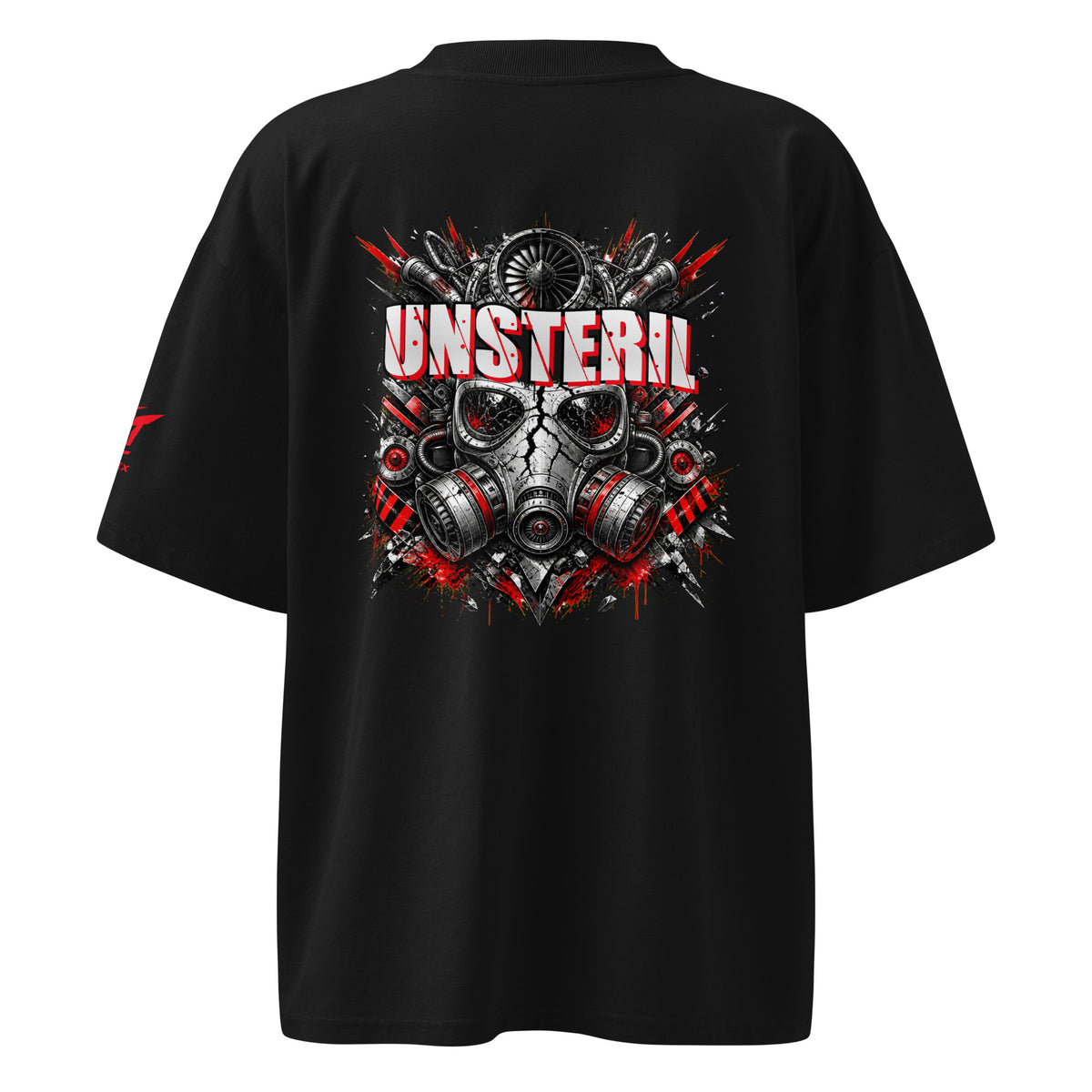 ST-APEX UNSTERIL Bio-Baumwoll Oversize T-Shirt in Schwarz, Weiss und Rot – Produktansicht