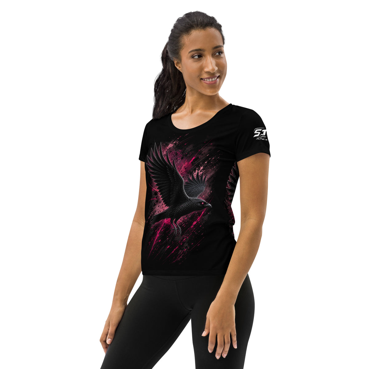 ST-APEX Velvet Wing Damen Performance Shirt in Schwarz, Pink und Violett – Produktansicht