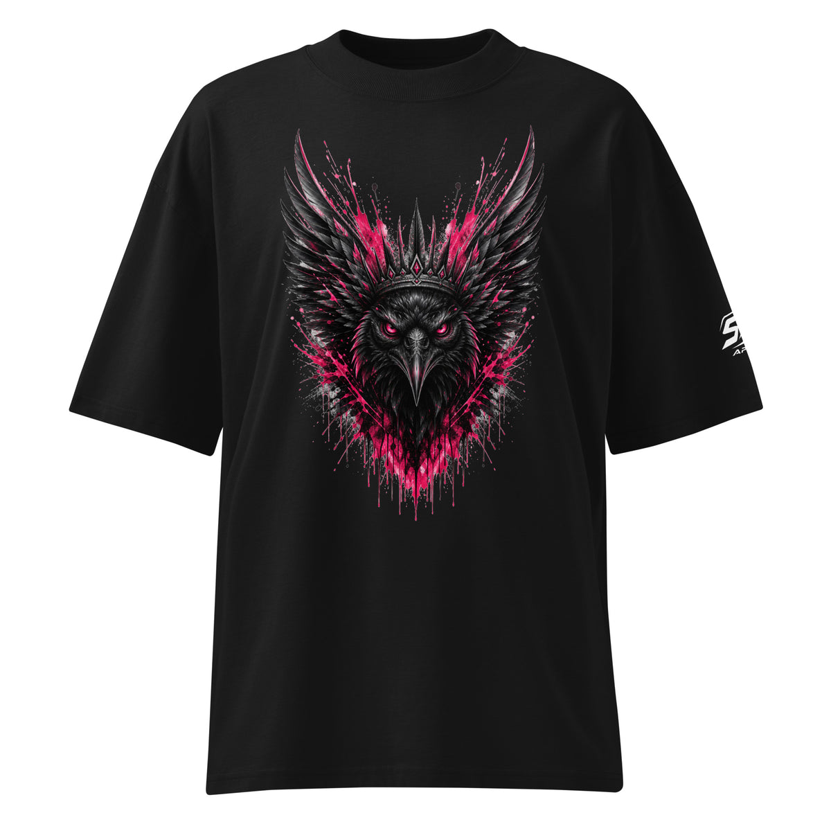 ST-APEX Wild Crown 1 Bio-Baumwoll Oversize T-Shirt in Schwarz, Grau und Rot – Produktansicht