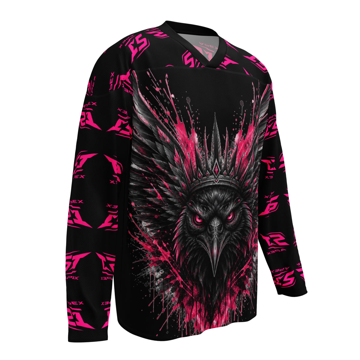 Wild Crown 1 Motorrad Jersey von ST‑APEX: kraftvolles Tiermotiv, intensive Pink-Akzente, lockere Passform und feuchtigkeitsableitendes Material.