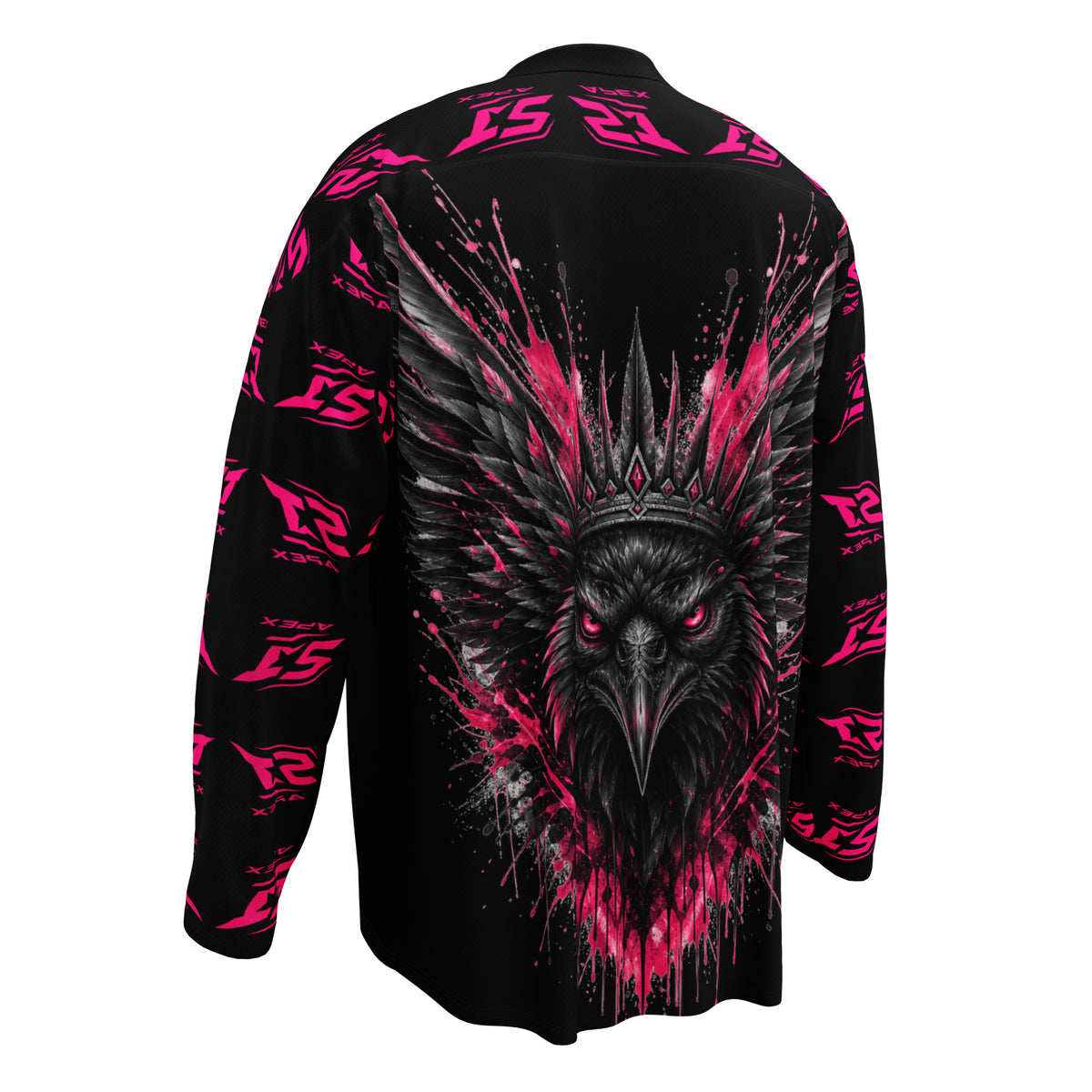 Wild Crown 1 Motorrad Jersey von ST‑APEX: kraftvolles Tiermotiv, intensive Pink-Akzente, lockere Passform und feuchtigkeitsableitendes Material.