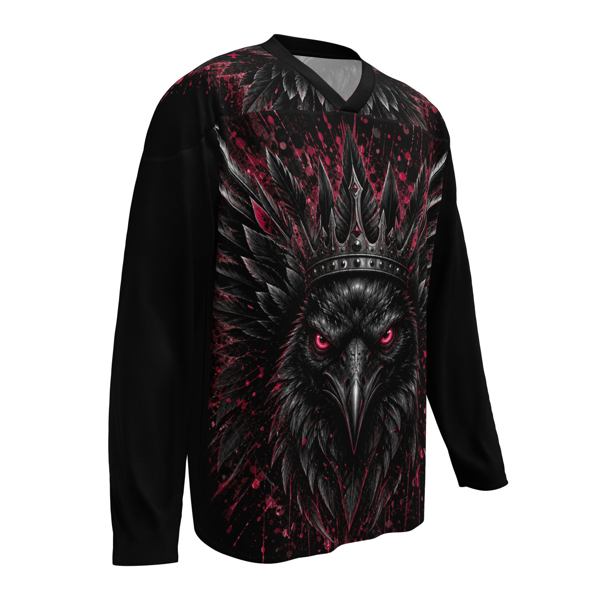 Wild Crown 2 Motorrad Jersey von ST‑APEX: dunkles Tiermotiv, rote Details, lockere Passform und funktionales Material für einen markanten Look.