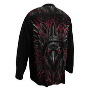 Wild Crown 2 Motorrad Jersey von ST‑APEX: dunkles Tiermotiv, rote Details, lockere Passform und funktionales Material für einen markanten Look.