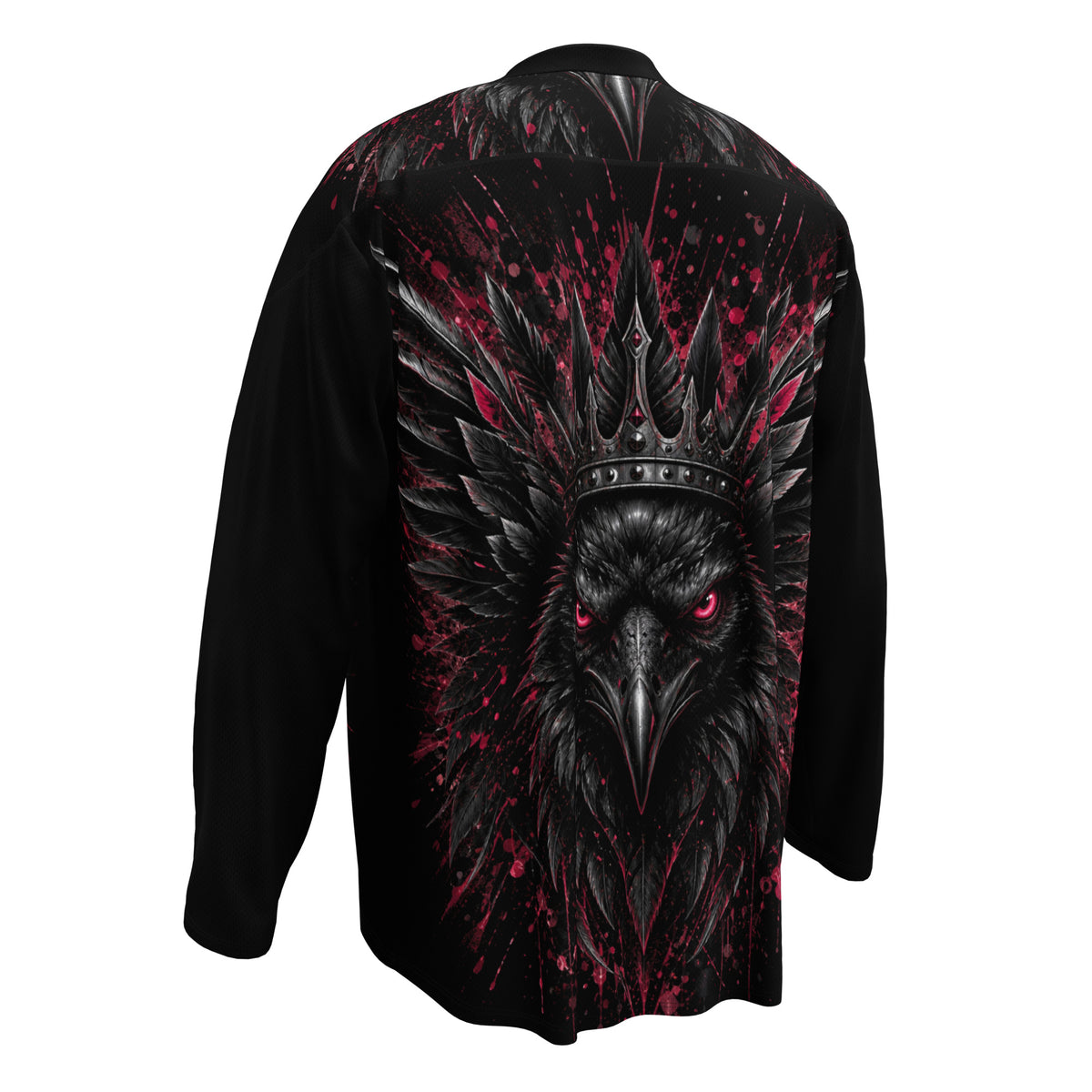 Wild Crown 2 Motorrad Jersey von ST‑APEX: dunkles Tiermotiv, rote Details, lockere Passform und funktionales Material für einen markanten Look.